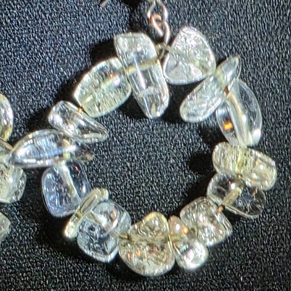 Clear Quartz Beaded Hoop Earrings With Silver-Tone Hooks - Picture 3 of 3